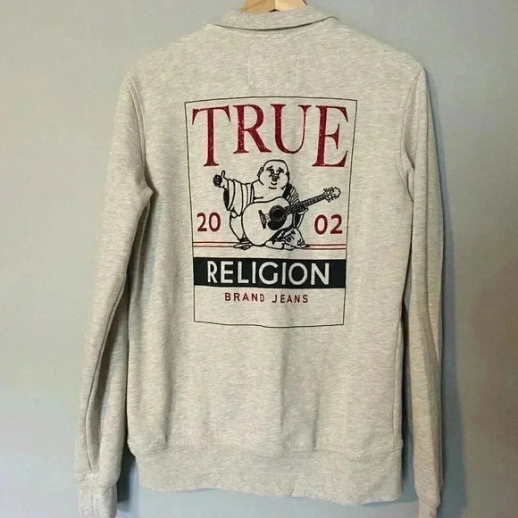 True Religion HALF ZIP PULLOVER, Bling HEATHER OAT, Size L (Retails $129) Sequin - Picture 1 of 14